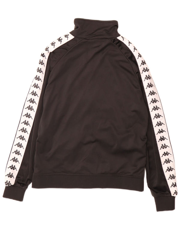 Kappa Mens Graphic Chándal Top Chaqueta Pequeña Negro Colorblock Poliéster