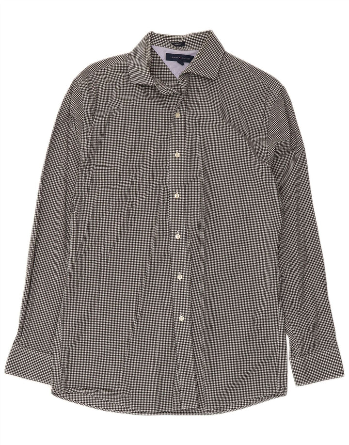 Tommy Hilfiger Camisa Slim Fit para Hombre Talla 15 1/2 Medium Black Gingham