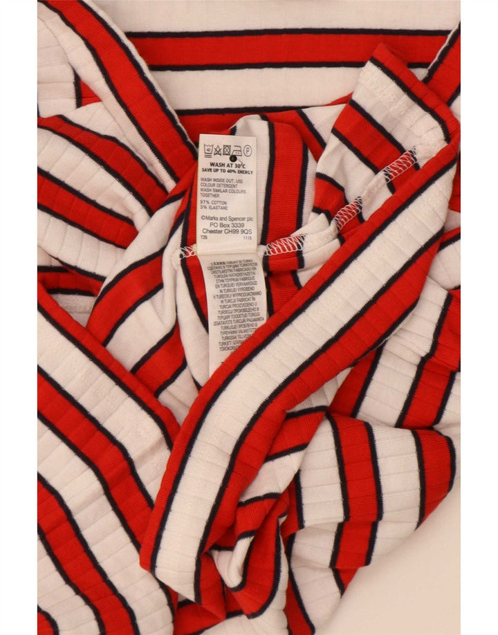 Marks & Spencer Top con hombros descubiertos para mujer, manga 3/4, talla 40, talla mediana, color rojo a rayas