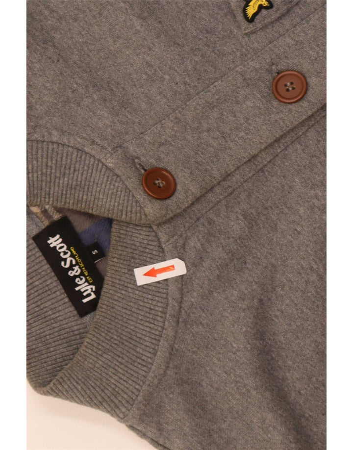 Lyle & Scott Cárdigan para hombre pequeño de algodón gris