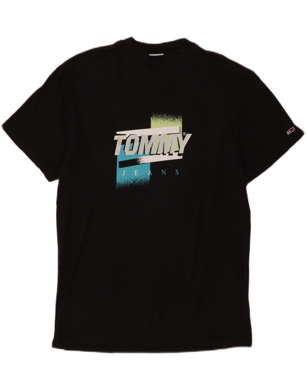 Tommy Hilfiger Camiseta gráfica para hombre Top Medium Black Cotton