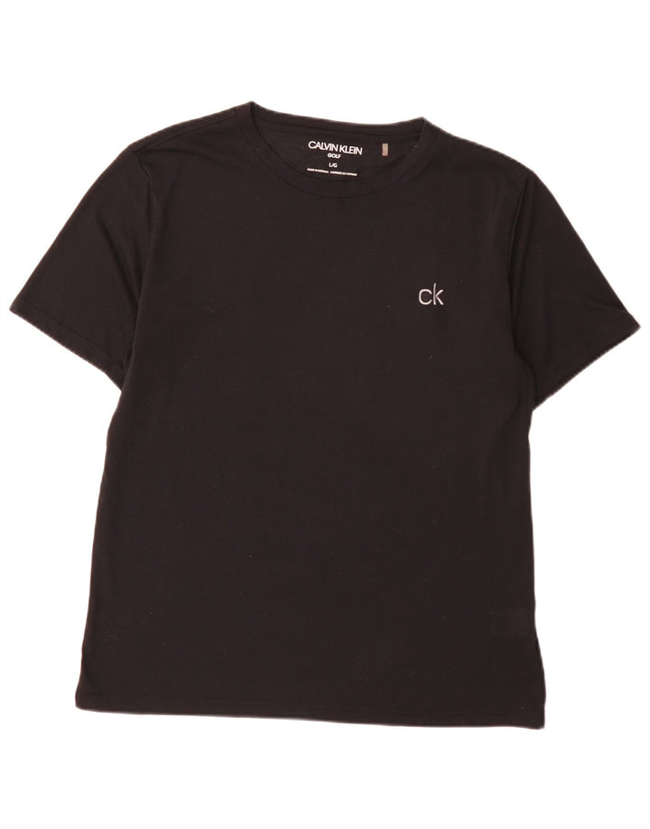 Calvin Klein - Camiseta de golf para hombre, talla grande, poliéster negro
