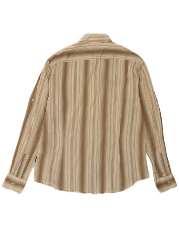 Ted Baker - Camisa para hombre de algodón a rayas caqui grande