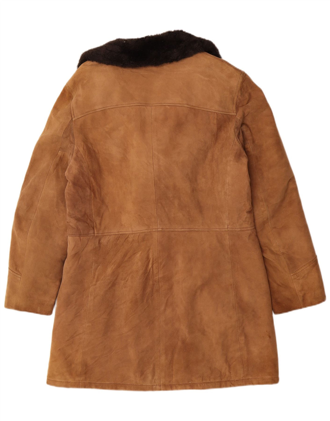 Vintage hombres shearling abrigo de doble pecho Reino Unido 36 cuero marrón pequeño