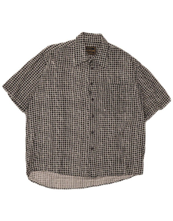 Camisa de manga corta para hombre Cotton Club Large Black Gingham