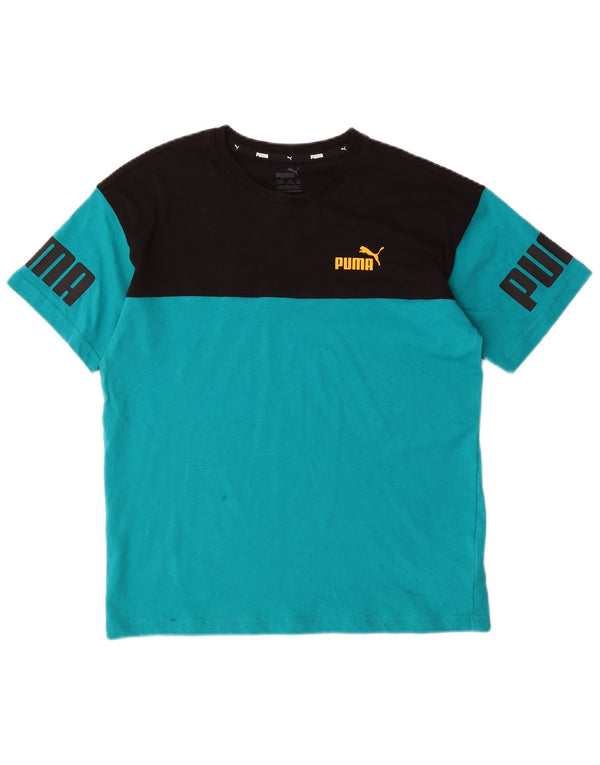 Puma Camiseta gráfica para niños 13-14 años Azul Colorblock Algodón