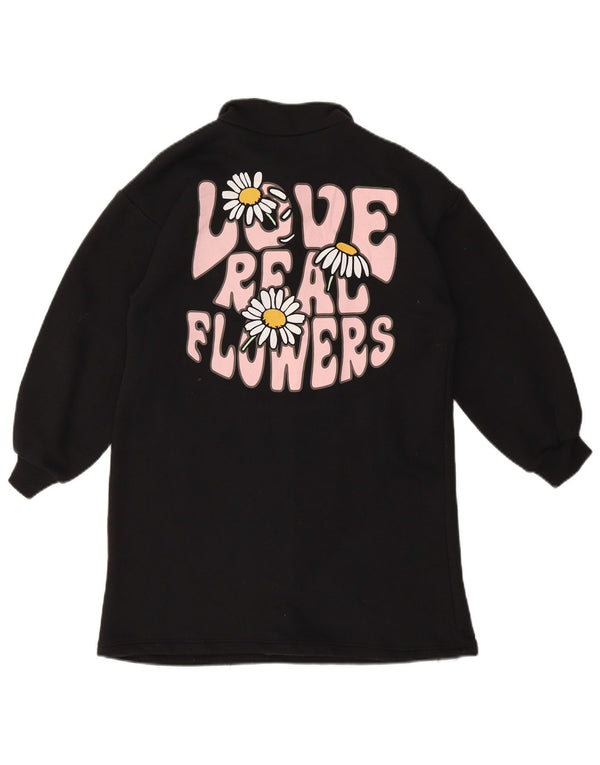 Zara Vestido Polo Niña Manga Larga Estampado 9-10 Años Algodón Negro