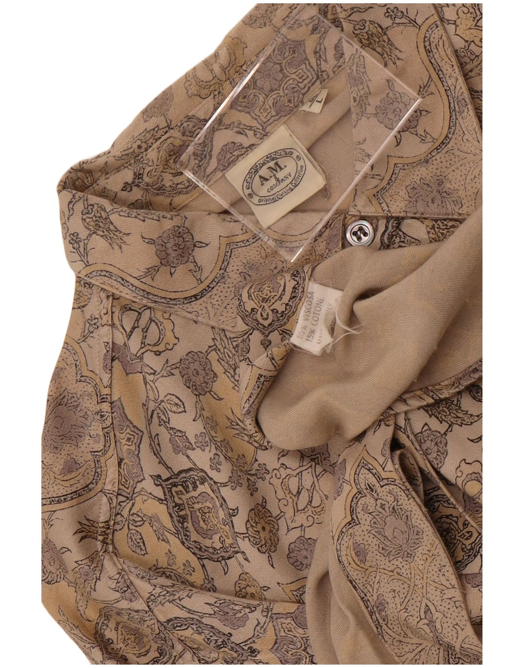 SOY. & Company Camisa para hombre Large Brown Paisley Viscosa