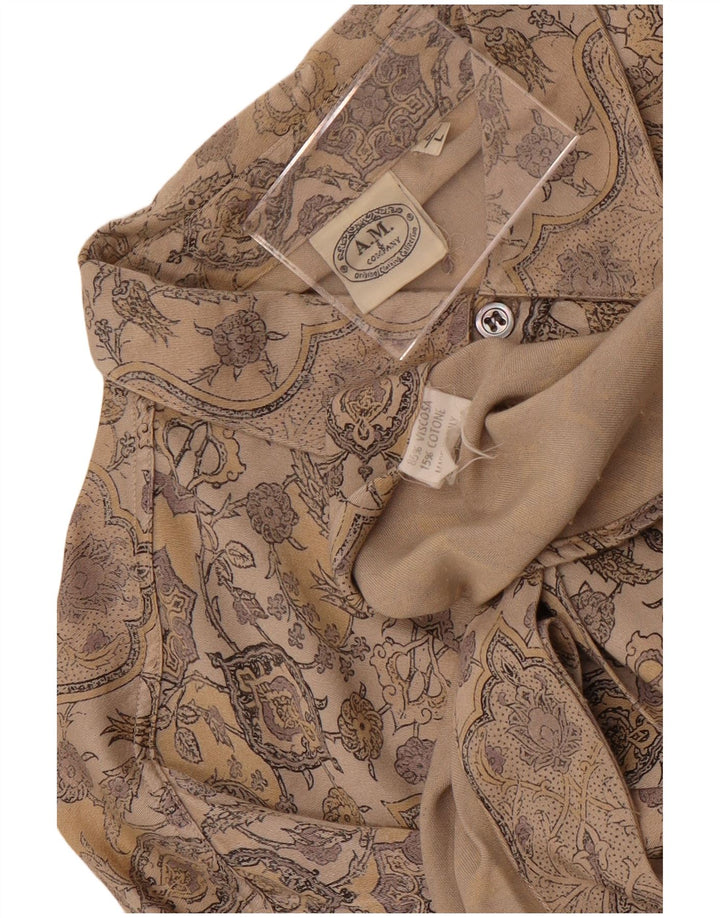 SOY. & Company Camisa para hombre Large Brown Paisley Viscosa