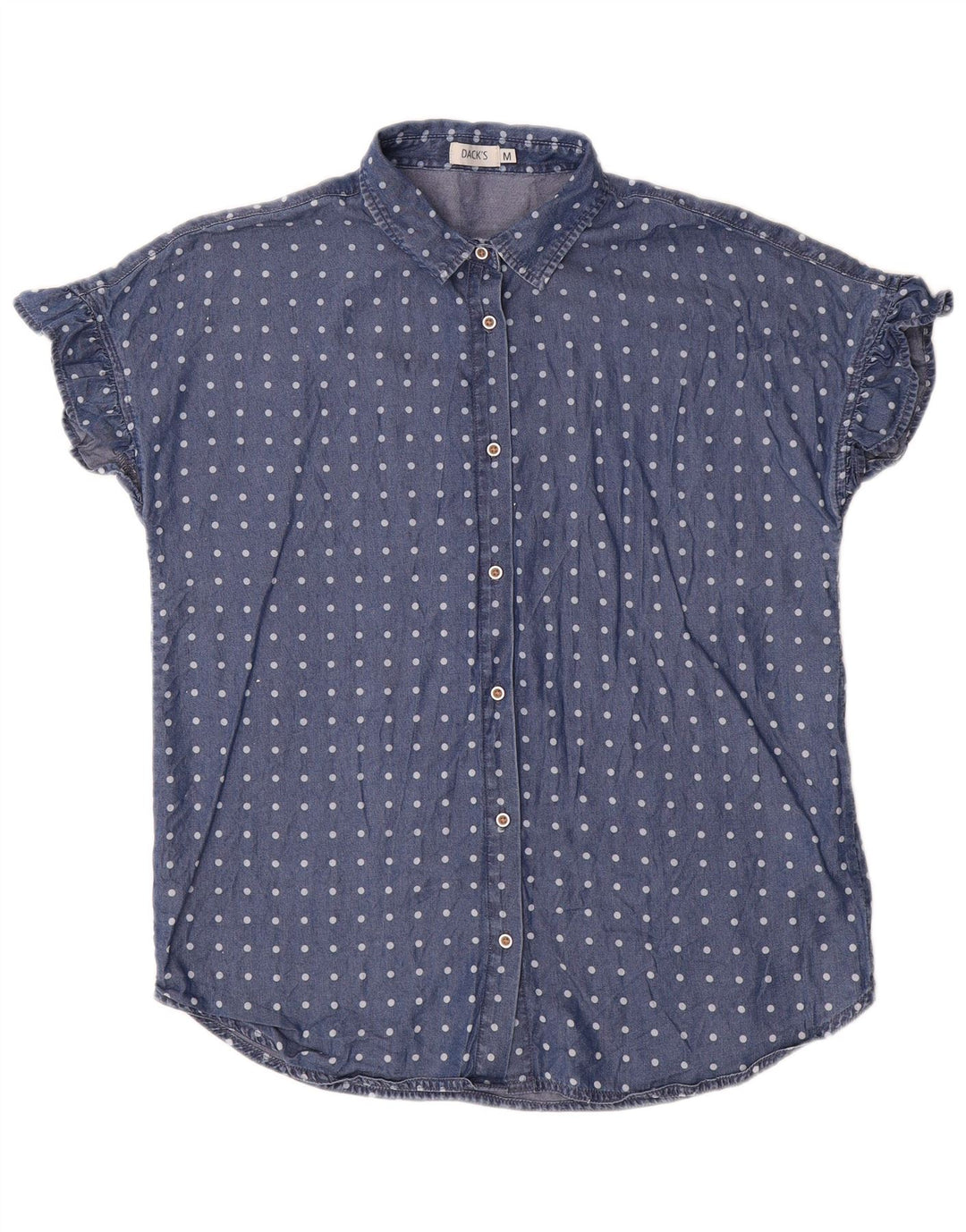 Dack's Blusa camisera de manga corta para mujer UK 44 Mediana Azul marino Lunares