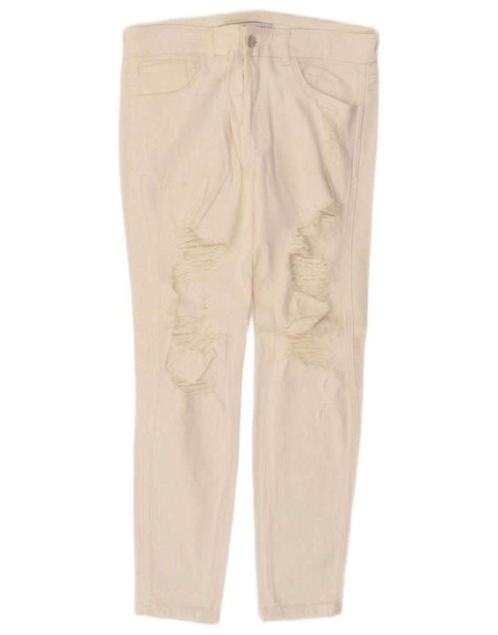 Zara Jeans ajustados desgastados para hombre EU 40 Medium W31 L27 Off White
