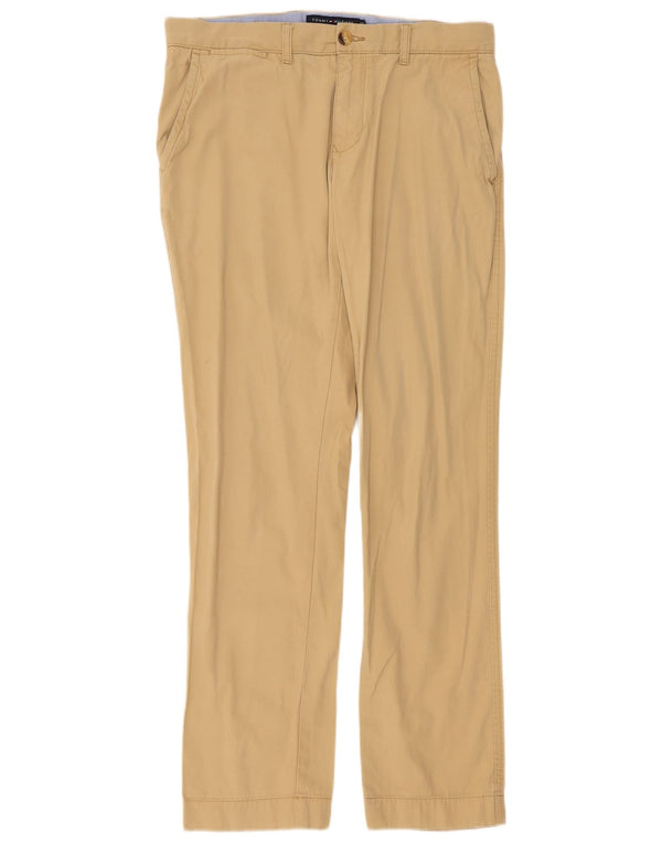 Tommy Hilfiger Pantalones chinos rectos para hombre W32 L32 Algodón beige