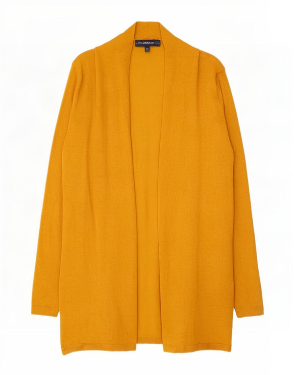 Zara Mujer Cárdigan Abierto Suéter UK 10 Small Viscosa Amarilla