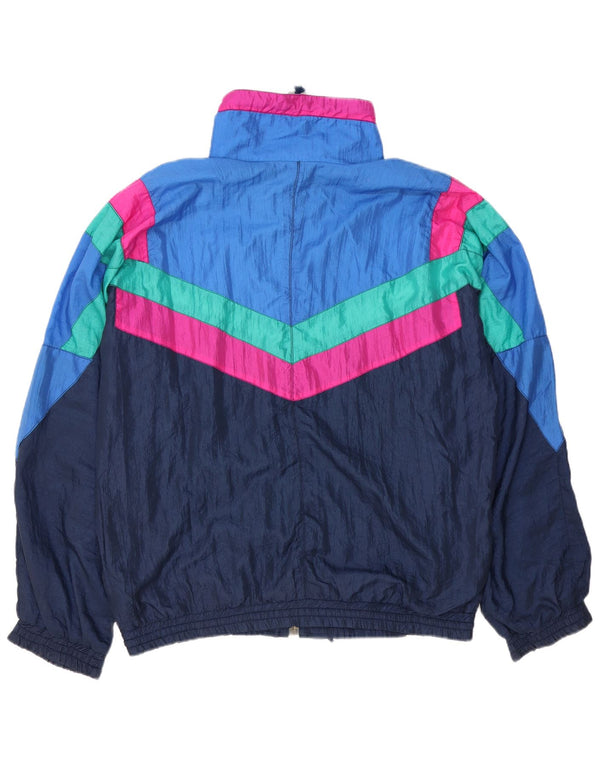 MC Kee's Mens Loose Fit Retro Tracksuit Top Jacket Medium Blue Colourblock