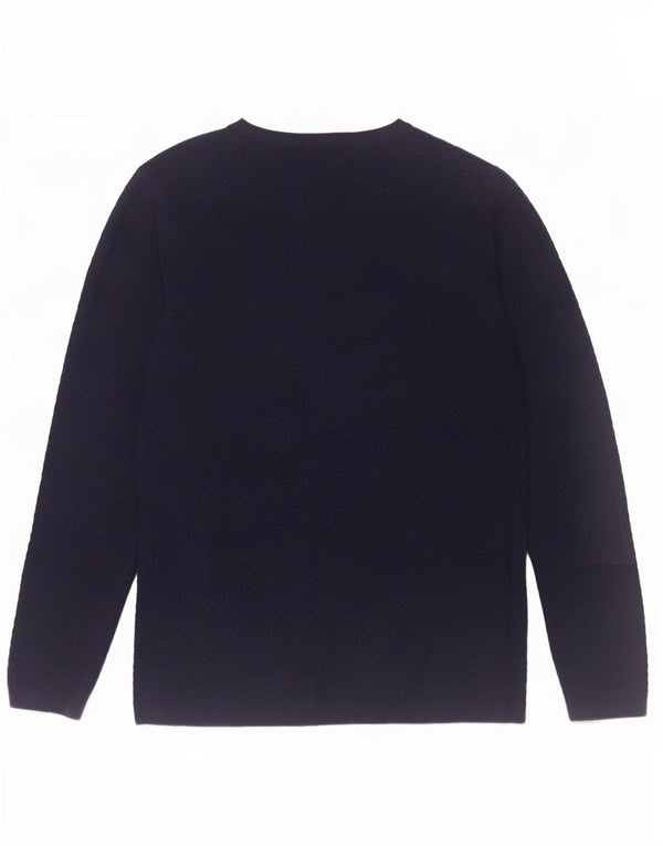 Jack & Jones Jersey con cuello redondo para hombre, talla grande, algodón azul marino