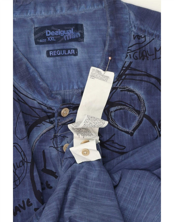 Desigual Mens Graphic Pullover Shirt 2XL Azul Marino Algodón