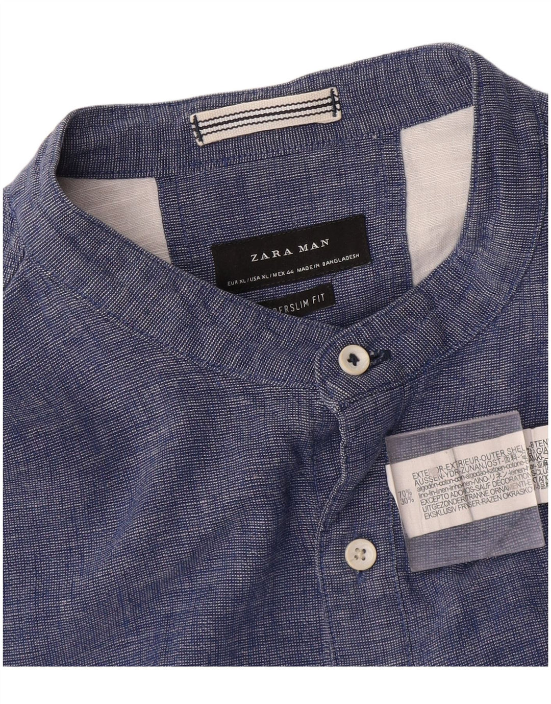 Zara Hombre Camisa Jersey Super Slim Fit XL Algodón Azul