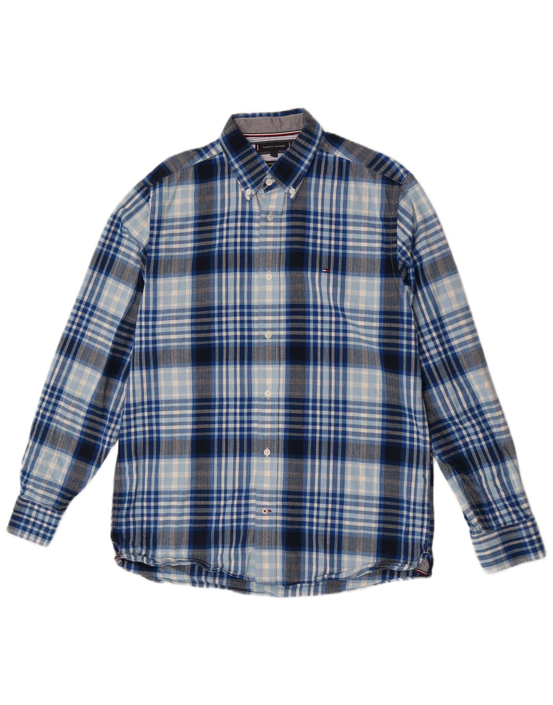 Camisa Tommy Hilfiger de corte regular para hombre de algodón a cuadros azul grande