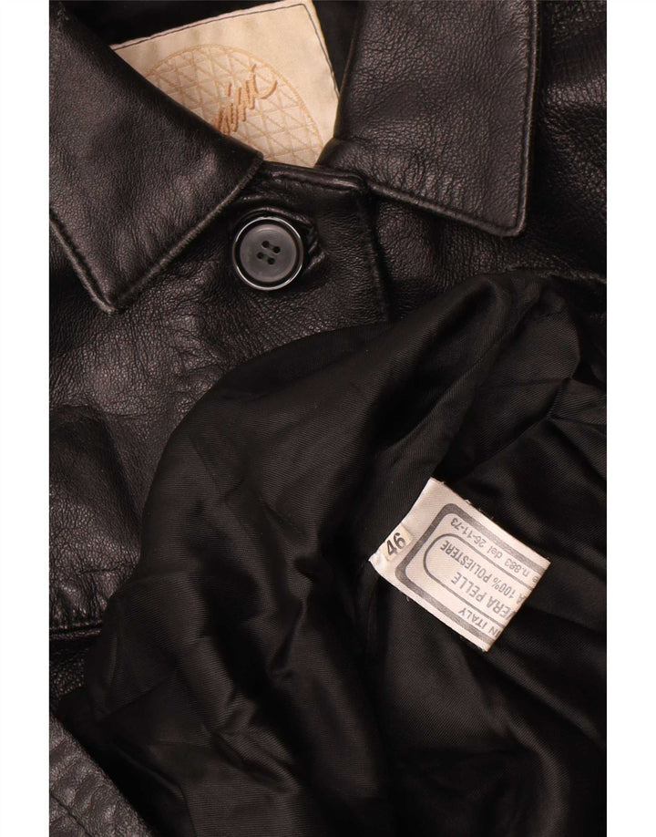 Chaqueta de cuero vintage para mujer IT 46 Grande Negro