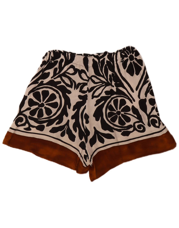 Zara Mujer Pantalones Cortos Casuales De Cintura Alta Grande W30 Viscosa Paisley Negra