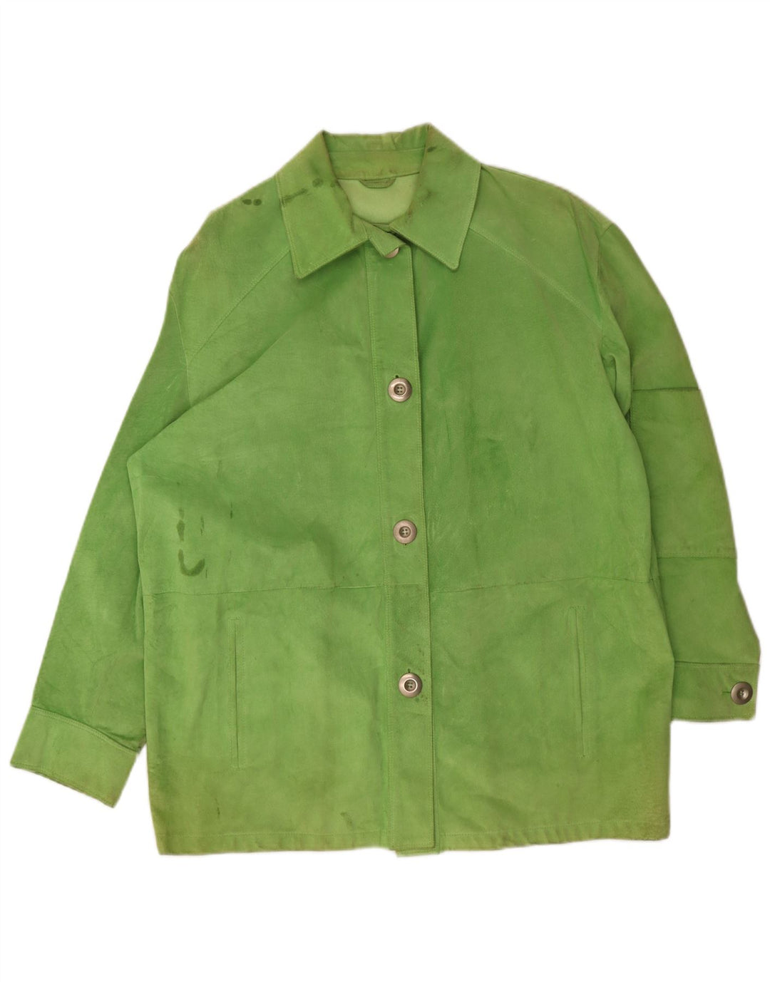 Gai Mattiolo Chaqueta de ante para mujer UK 46 Grande Verde