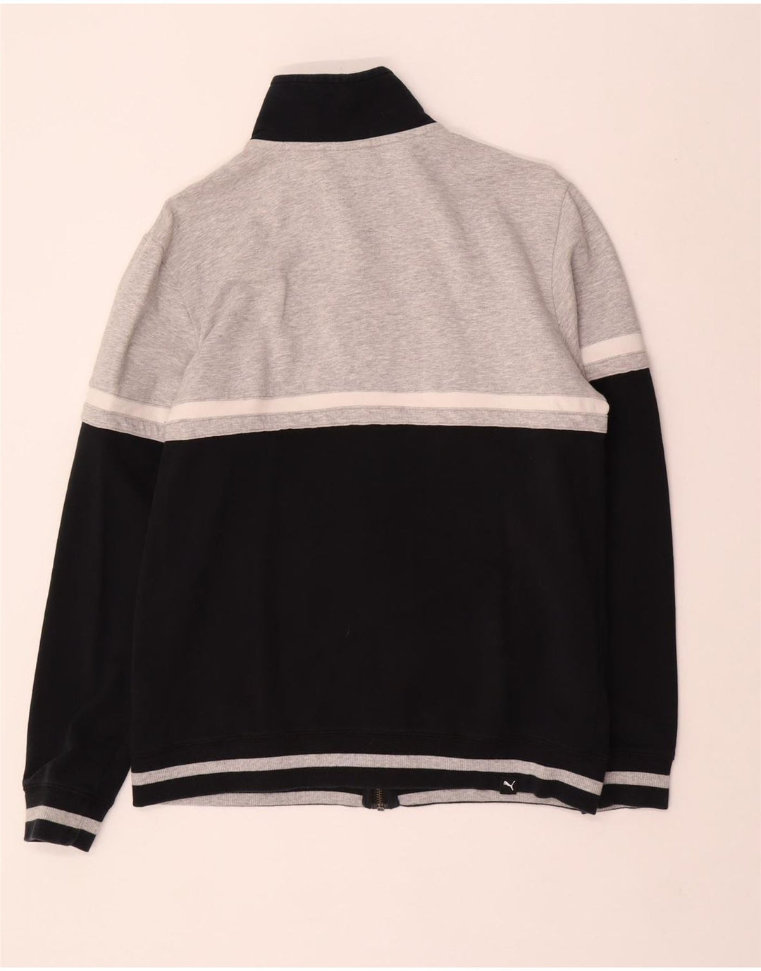 PUMA Chaqueta de chándal para hombre, talla pequeña, algodón gris con bloques de color