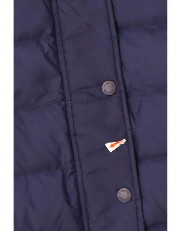LEVI'S Chaqueta acolchada extragrande con capucha para mujer UK 10 Small Azul marino