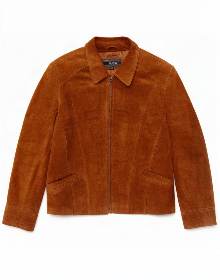WS Chaqueta de gamuza para mujer UK 46 Grande Cuero marrón