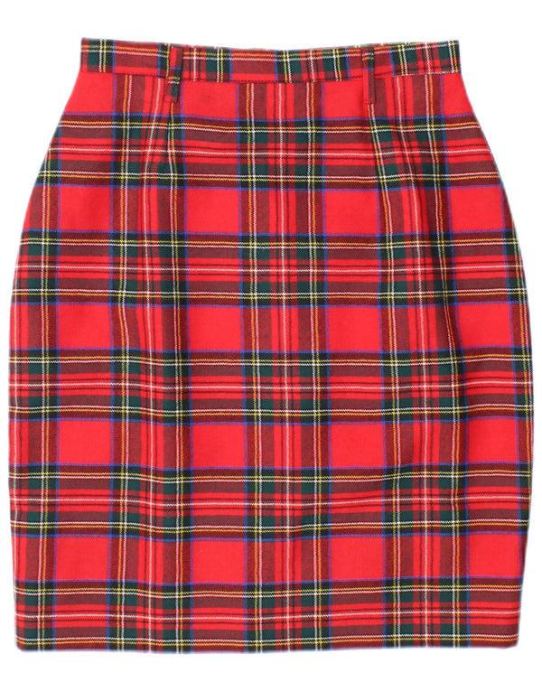 Vintage Womens High Waist Pencil Skirt IT 46 Large W26 Red Check