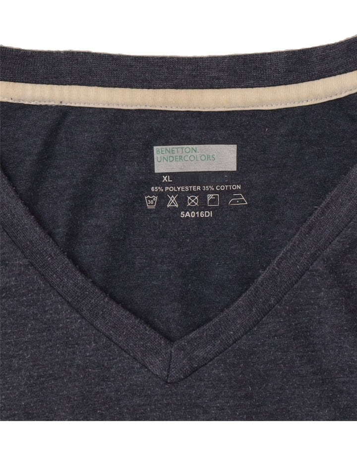 BENETTON Womens T-Shirt Top UK 18 XL Navy Blue Polyester Vintage Benetton and Second-Hand Benetton from Messina Hembry 