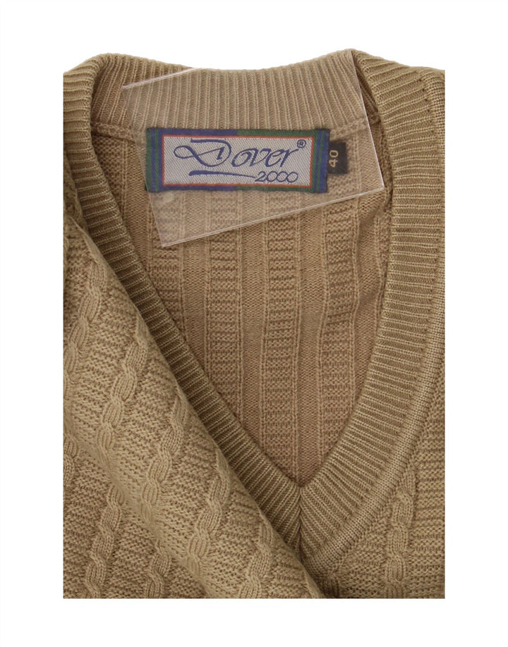 VINTAGE Mens V-Neck Jumper Sweater UK 40 Medium Brown Vintage Vintage and Second-Hand Vintage from Messina Hembry 
