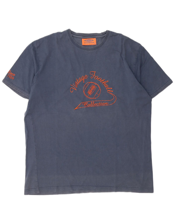 Umbro Mens Graphic T-Shirt Top XL Navy Blue Cotton