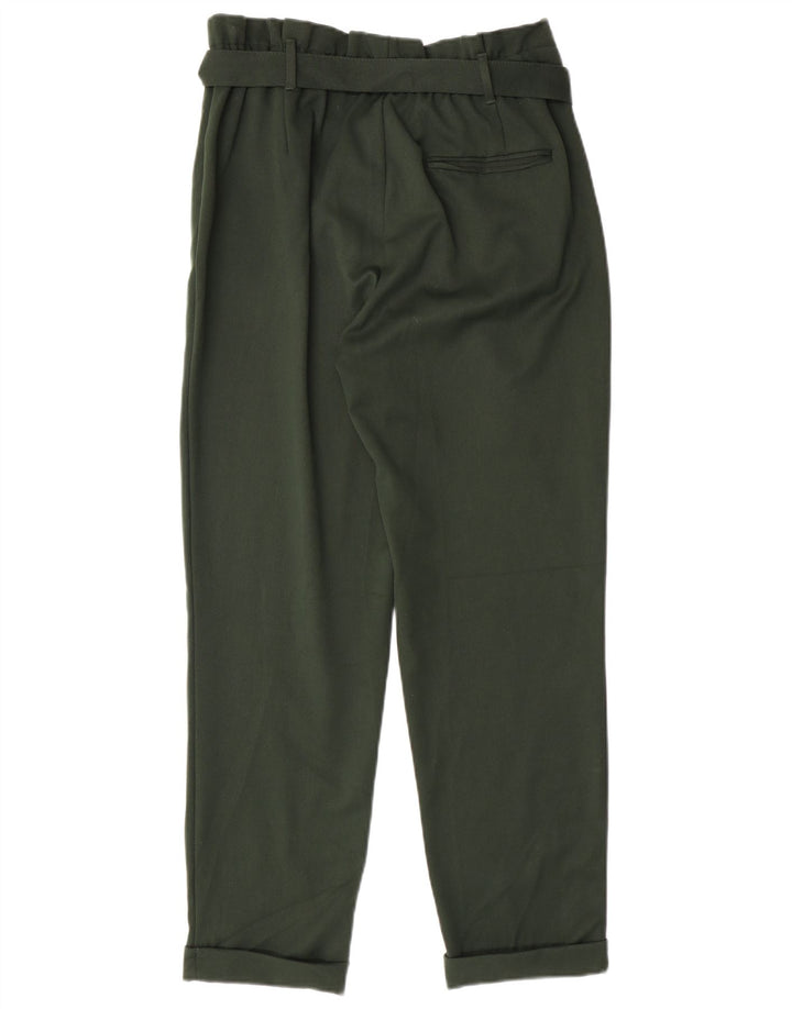 ZARA Mujer Pantalón Casual Pegged Mediano W28 L27 Verde Poliéster