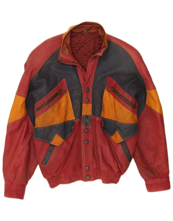 Toskana Chaqueta de cuero para hombre ES 38 Cuero color block rojo mediano