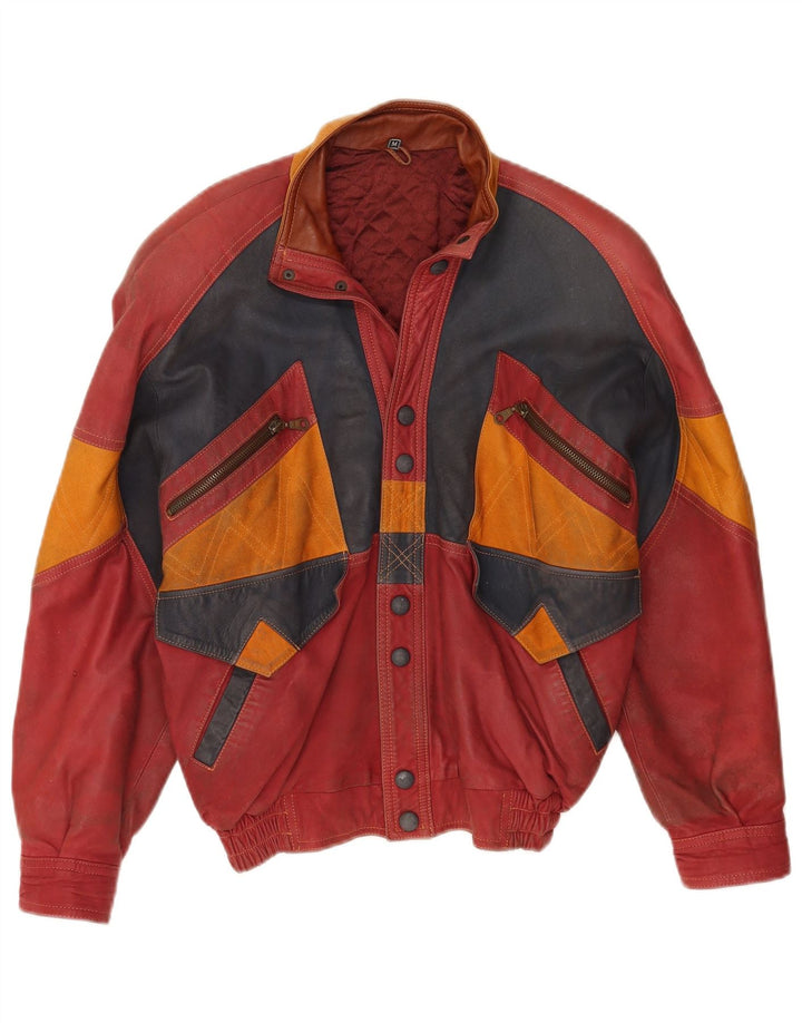 Toskana Chaqueta de cuero para hombre ES 38 Cuero color block rojo mediano