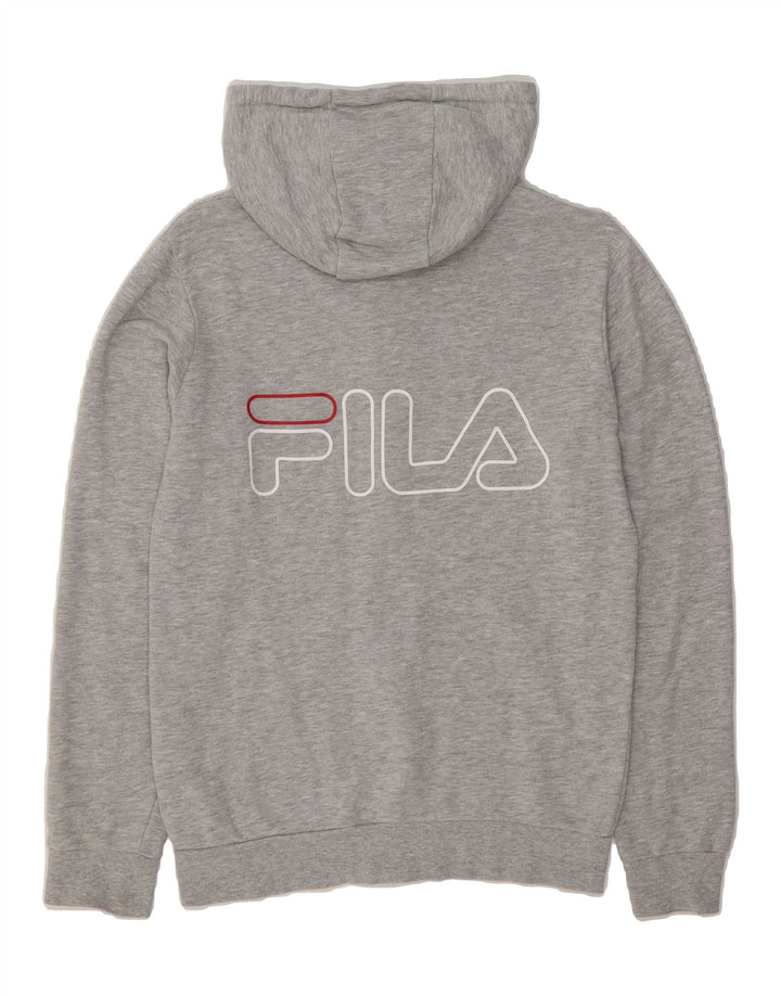 FILA Mens Graphic Hoodie Jumper Small Grey Viscose Vintage Fila and Second-Hand Fila from Messina Hembry 