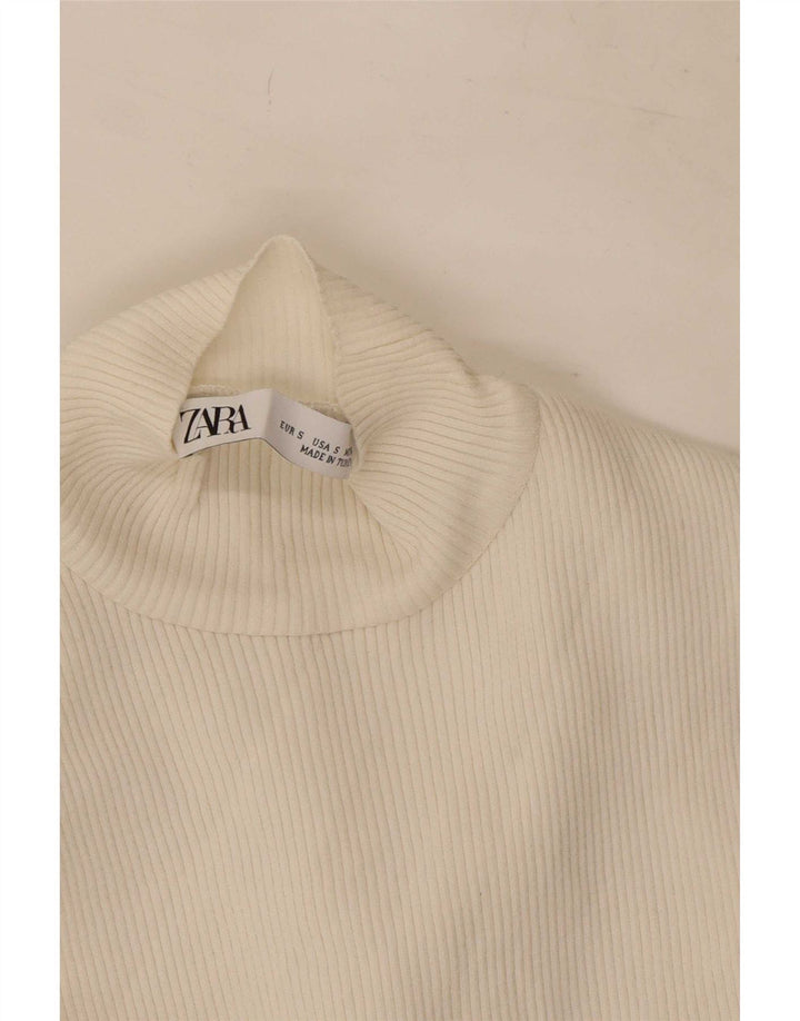 Zara Top corto sin mangas para mujer UK 8 Small White Polyamide