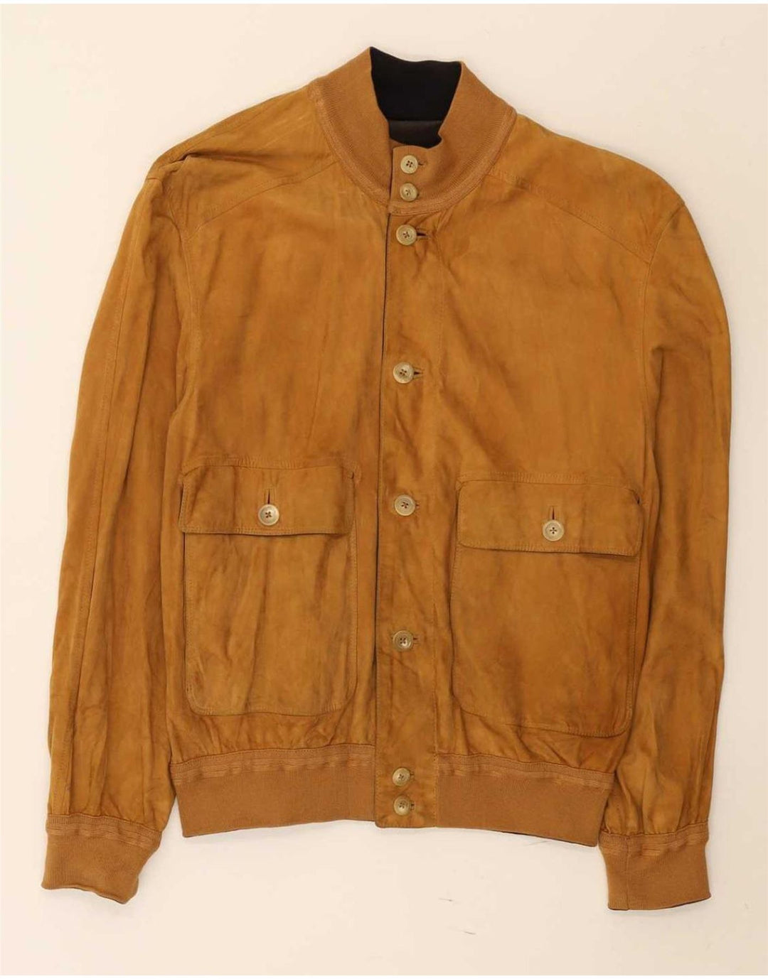 Vintage hombres chaqueta de ante reversible Reino Unido 38 bloque de color marrón medio