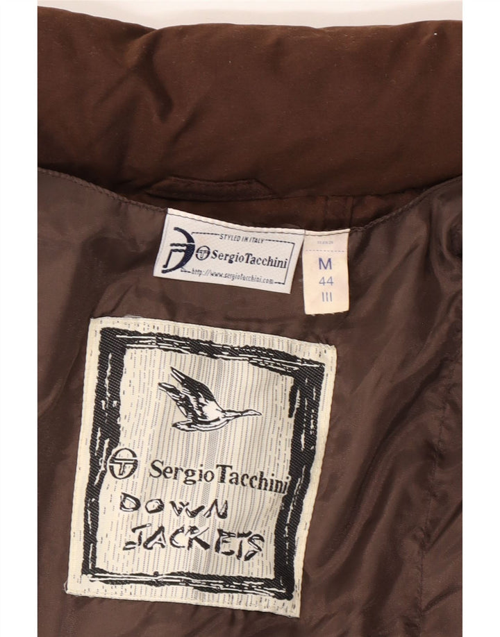 Sergio Tacchini Chaqueta acolchada holgada para mujer UK 44 Poliamida marrón medio