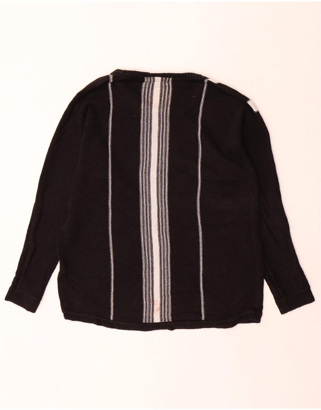 CALVIN KLEIN Jersey con cuello barco para hombre, jersey de algodón a rayas negro mediano