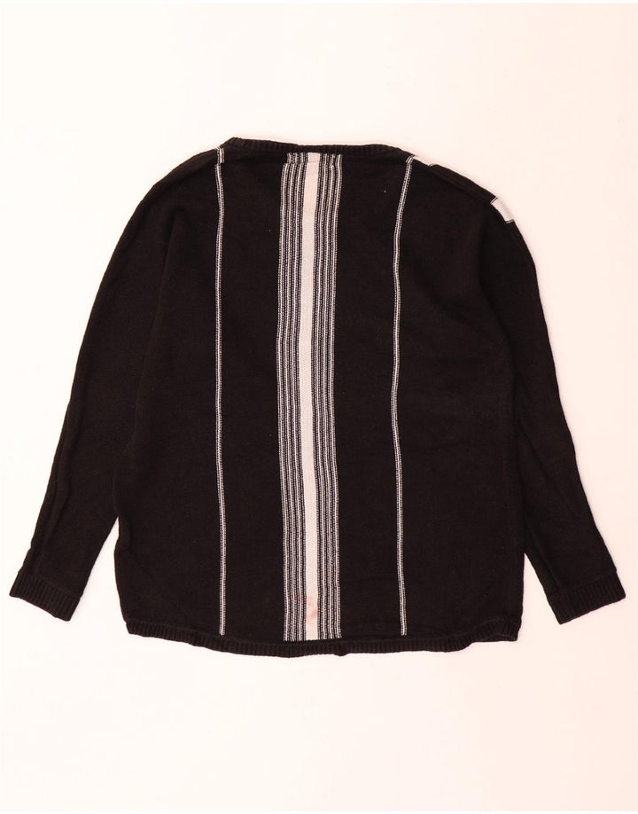 CALVIN KLEIN Jersey con cuello barco para hombre, jersey de algodón a rayas negro mediano