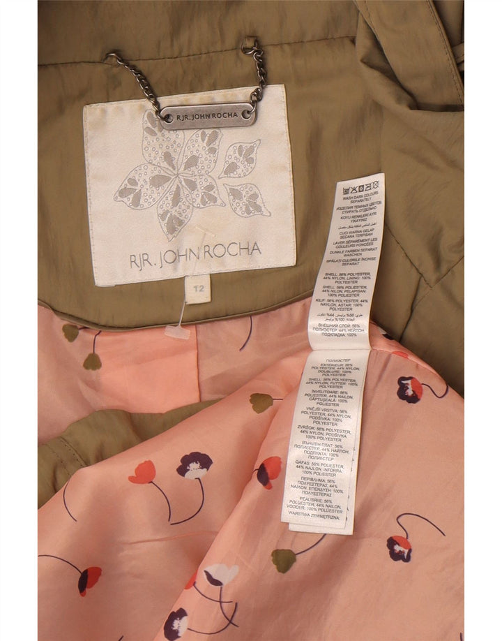 John Rocha Parka con capucha para mujer UK 12 Medium Caqui Poliéster