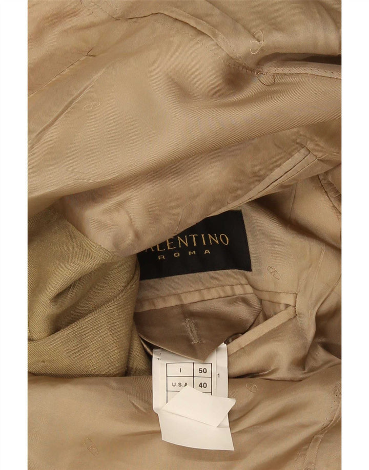 Valentino Chaqueta tipo blazer de 3 botones para hombre IT 50 Large Khaki Linen