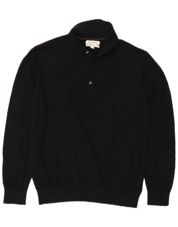 Marks & Spencer - Jersey con cuello tipo polo para hombre, talla grande, color negro