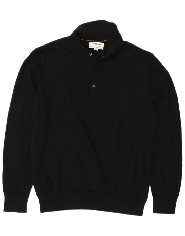 Marks & Spencer - Jersey con cuello tipo polo para hombre, talla grande, color negro