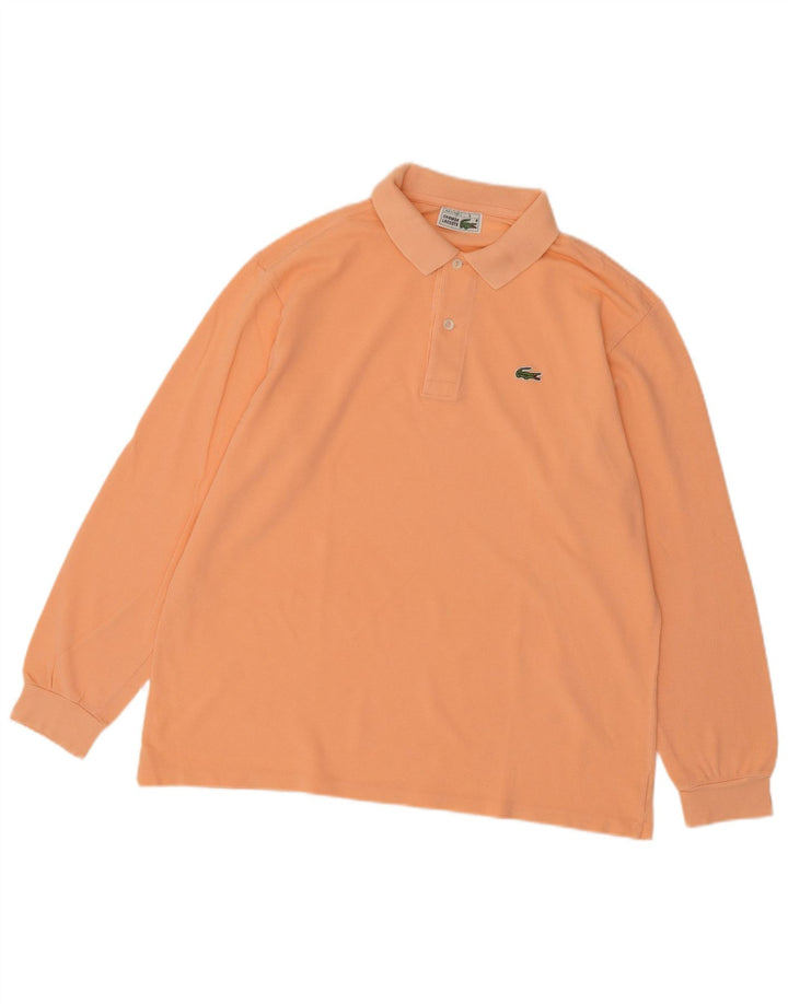 Lacoste Polo de manga larga para hombre talla 5 grande algodón naranja
