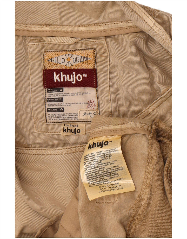 KHUJO Chaqueta motera para mujer UK 44 Medium Beige Colorblock Lyocell