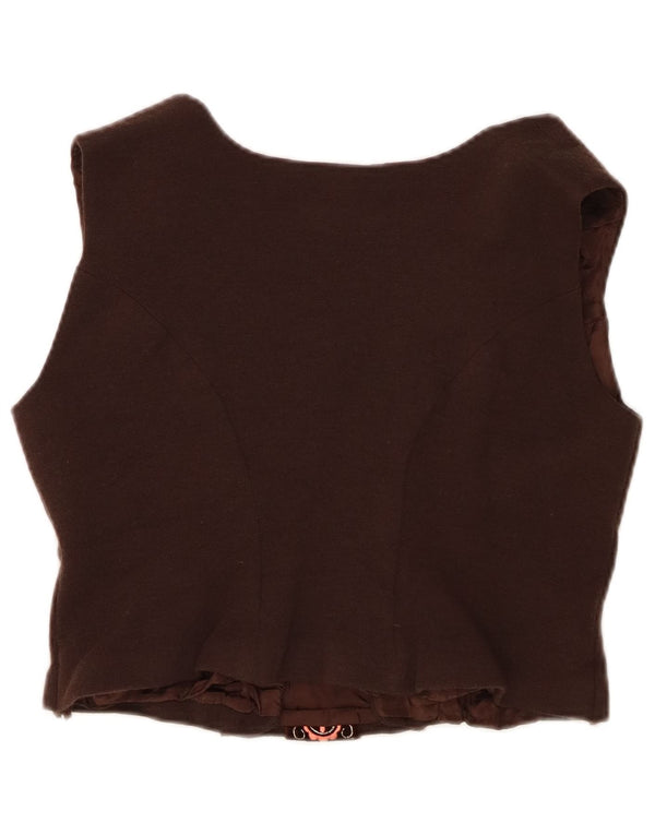 Chaleco vintage para mujer IT 44 Marrón medio Floral Lana nueva
