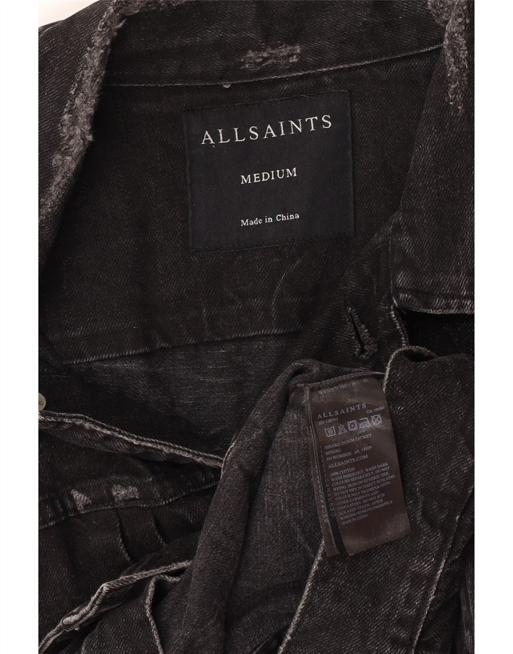 All Saints Chaqueta vaquera desgastada para hombre UK 38 Mediana Algodón negro
