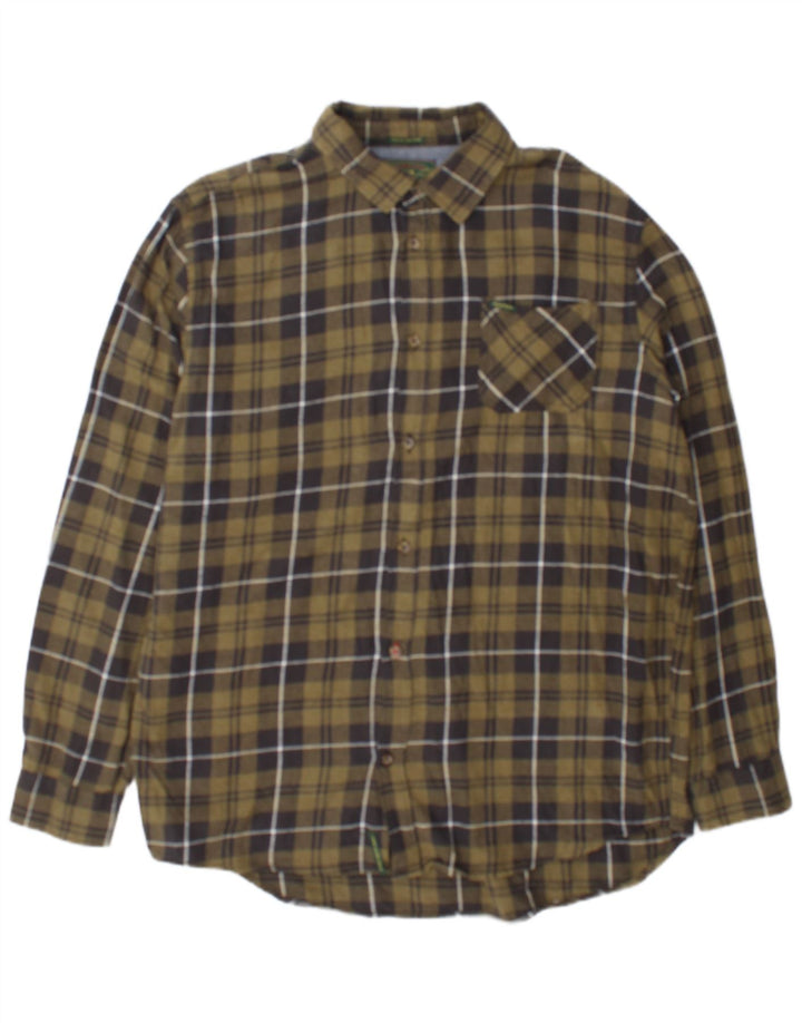 Camisa de franela para hombre Alcott 2XL Algodón a cuadros caqui